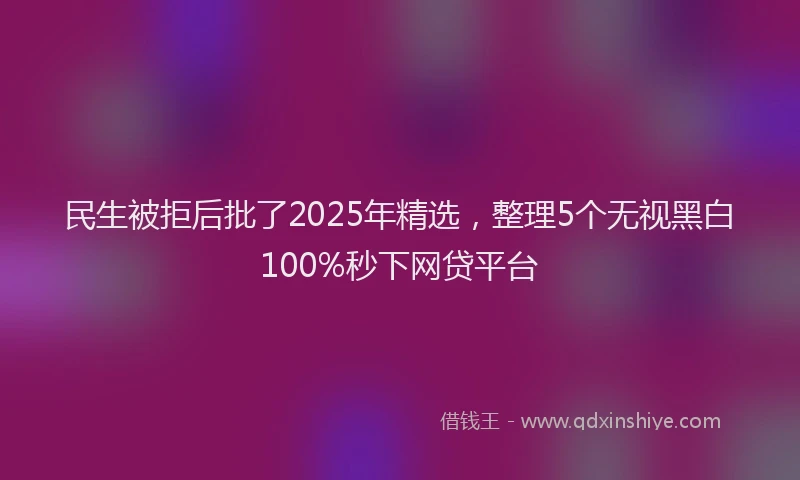 民生被拒后批了2025年精选，整理5个无视黑白100%秒下网贷平台