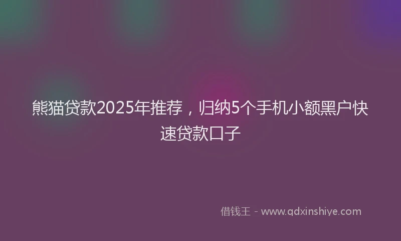 熊猫贷款2025年推荐，归纳5个手机小额黑户快速贷款口子
