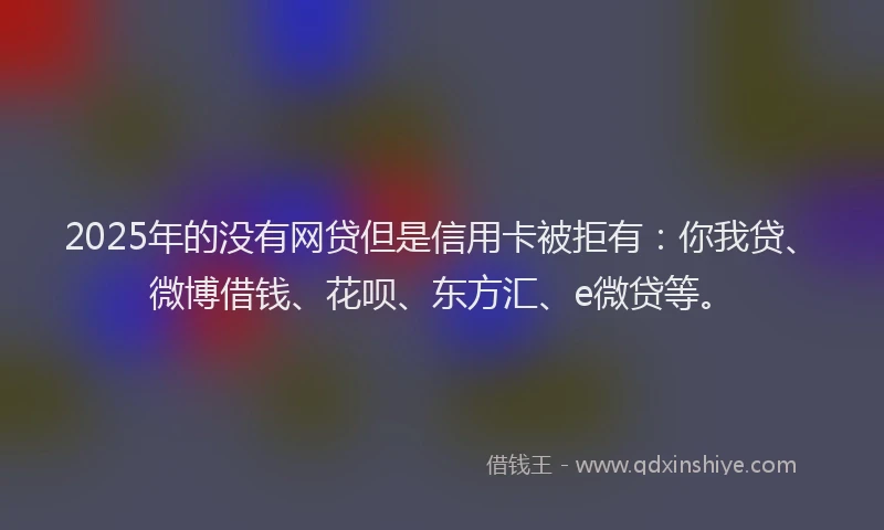 2025年的没有网贷但是信用卡被拒有：你我贷、微博借钱、花呗、东方汇、e微贷等。