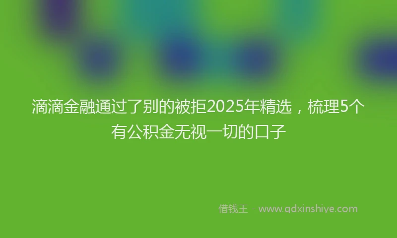 滴滴金融通过了别的被拒2025年精选，梳理5个有公积金无视一切的口子