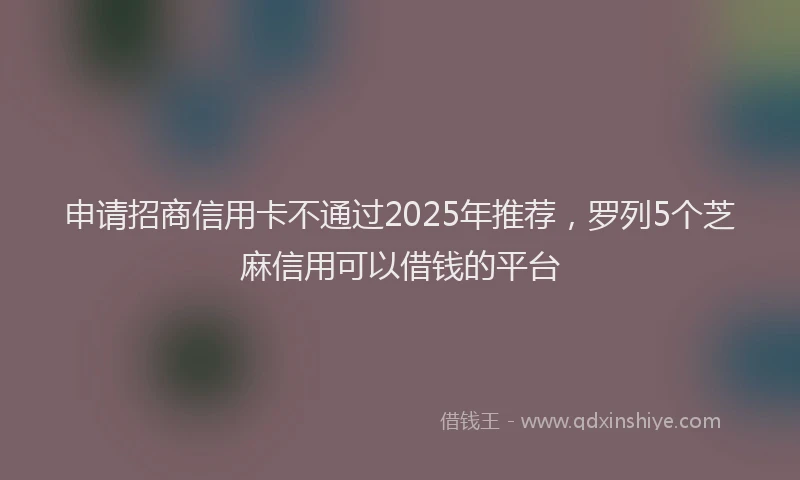 申请招商信用卡不通过2025年推荐，罗列5个芝麻信用可以借钱的平台