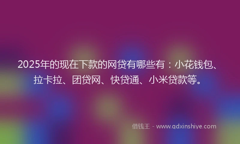 2025年的现在下款的网贷有哪些有：小花钱包、拉卡拉、团贷网、快贷通、小米贷款等。