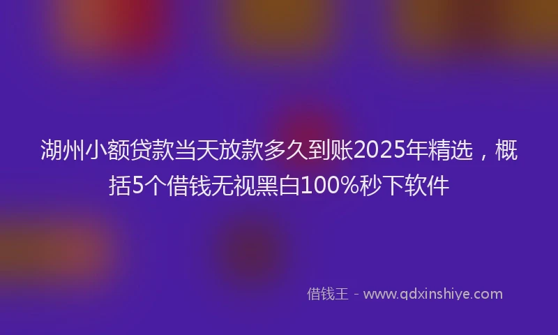 湖州小额贷款当天放款多久到账2025年精选，概括5个借钱无视黑白100%秒下软件