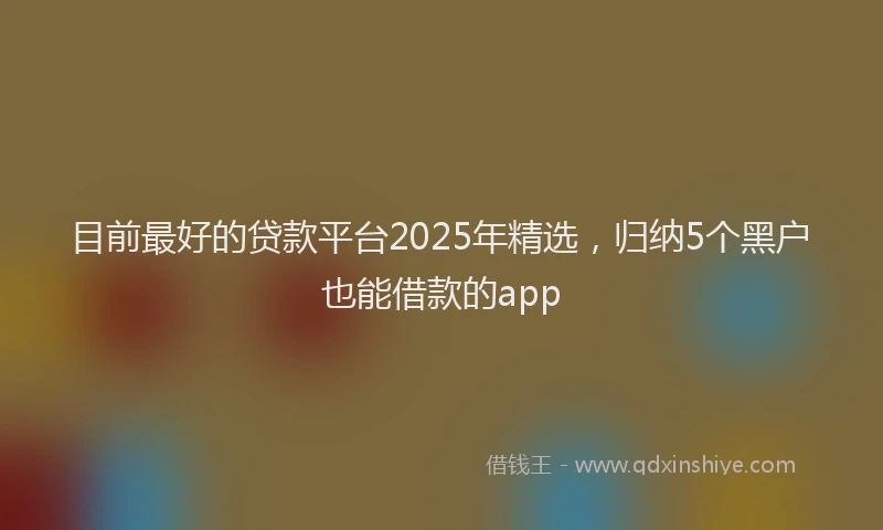 目前最好的贷款平台2025年精选，归纳5个黑户也能借款的app