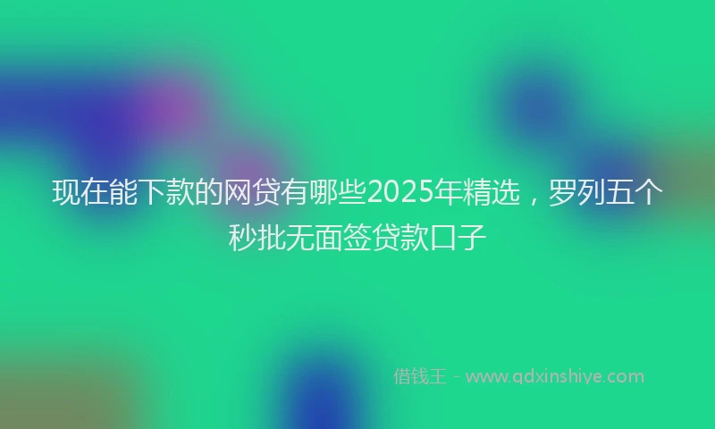 现在能下款的网贷有哪些2025年精选，罗列五个秒批无面签贷款口子