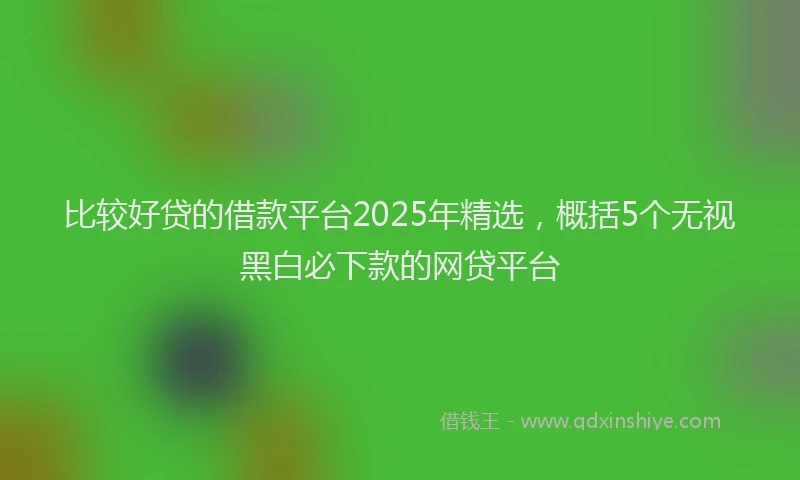 比较好贷的借款平台2025年精选，概括5个无视黑白必下款的网贷平台