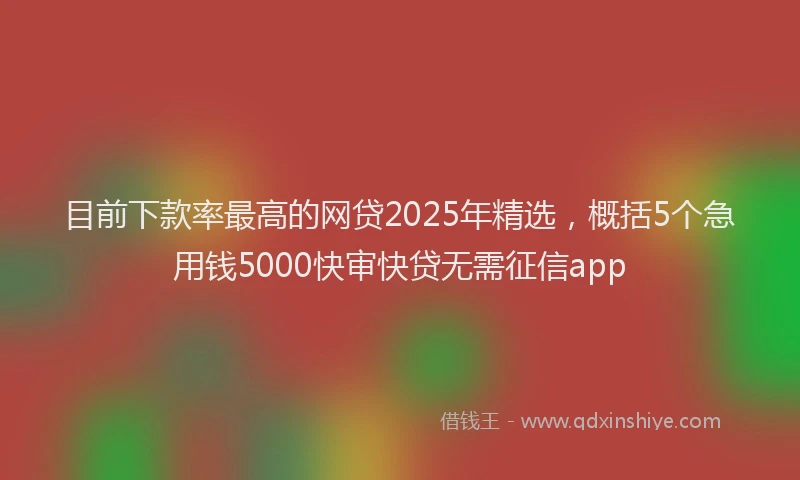 目前下款率最高的网贷2025年精选，概括5个急用钱5000快审快贷无需征信app