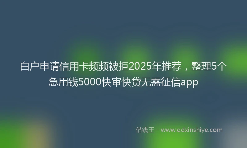 白户申请信用卡频频被拒2025年推荐，整理5个急用钱5000快审快贷无需征信app