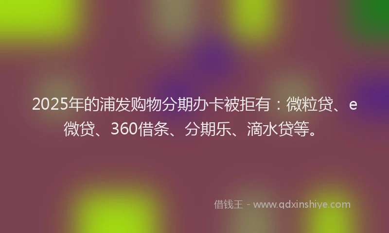 2025年的浦发购物分期办卡被拒有：微粒贷、e微贷、360借条、分期乐、滴水贷等。