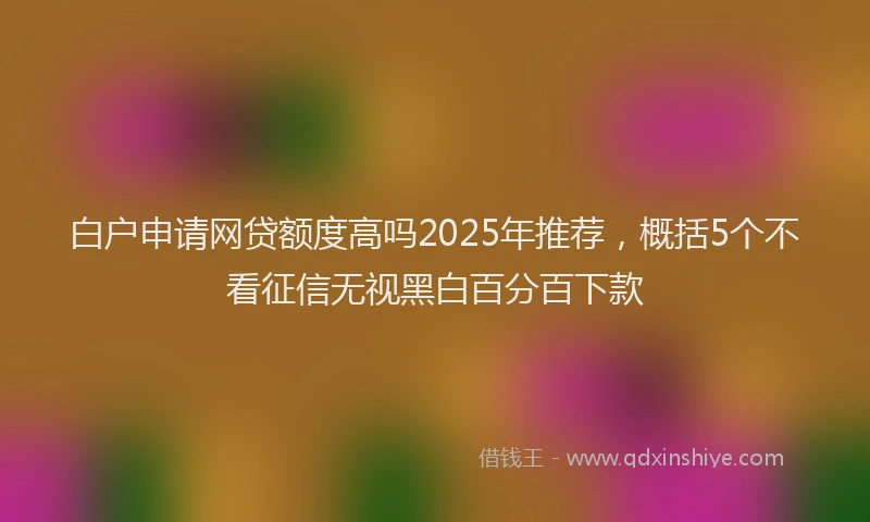 白户申请网贷额度高吗2025年推荐，概括5个不看征信无视黑白百分百下款