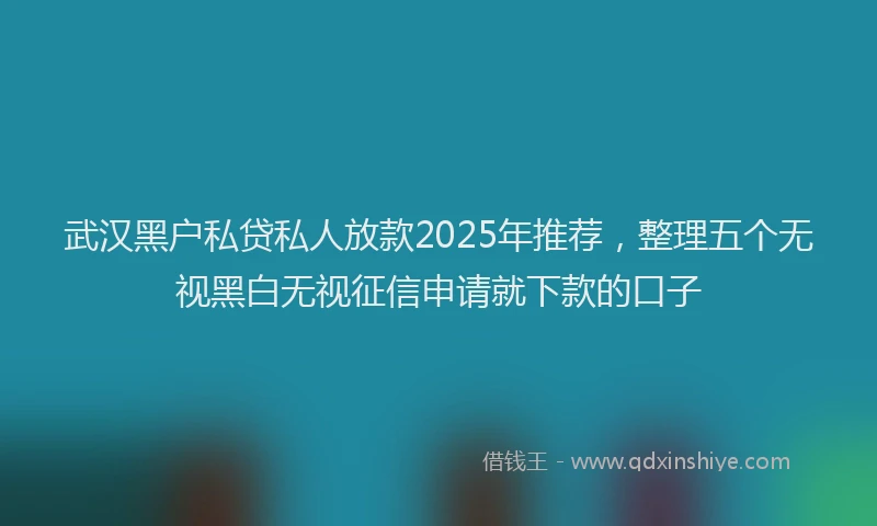 武汉黑户私贷私人放款2025年推荐，整理五个无视黑白无视征信申请就下款的口子