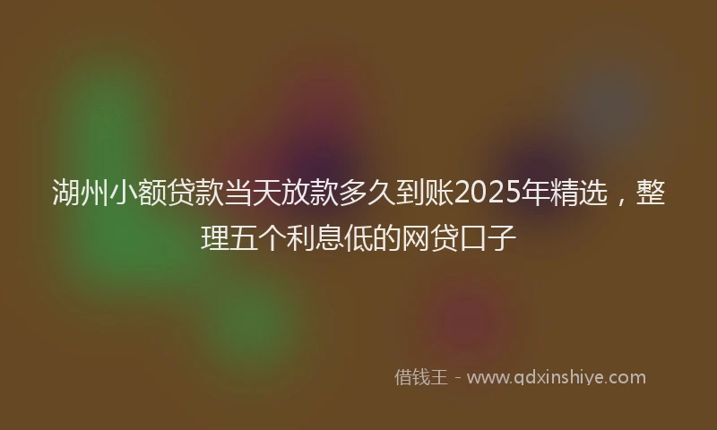 湖州小额贷款当天放款多久到账2025年精选，整理五个利息低的网贷口子