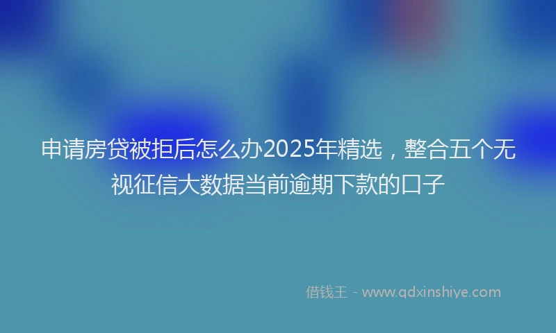 申请房贷被拒后怎么办2025年精选，整合五个无视征信大数据当前逾期下款的口子