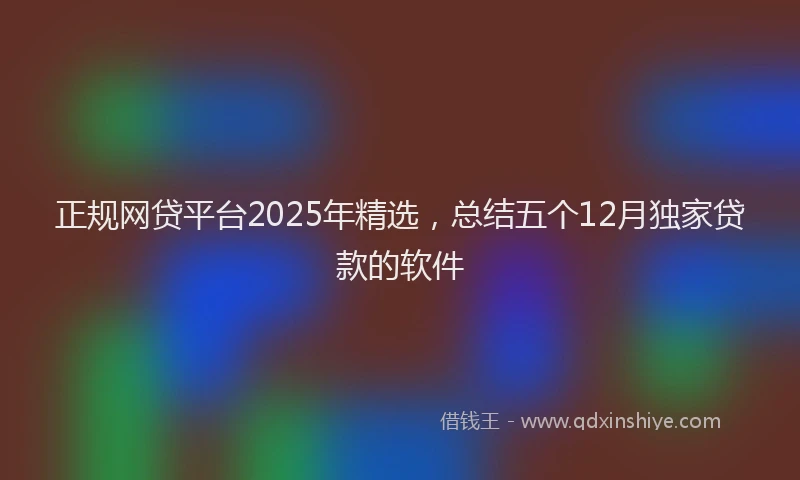 正规网贷平台2025年精选，总结五个12月独家贷款的软件