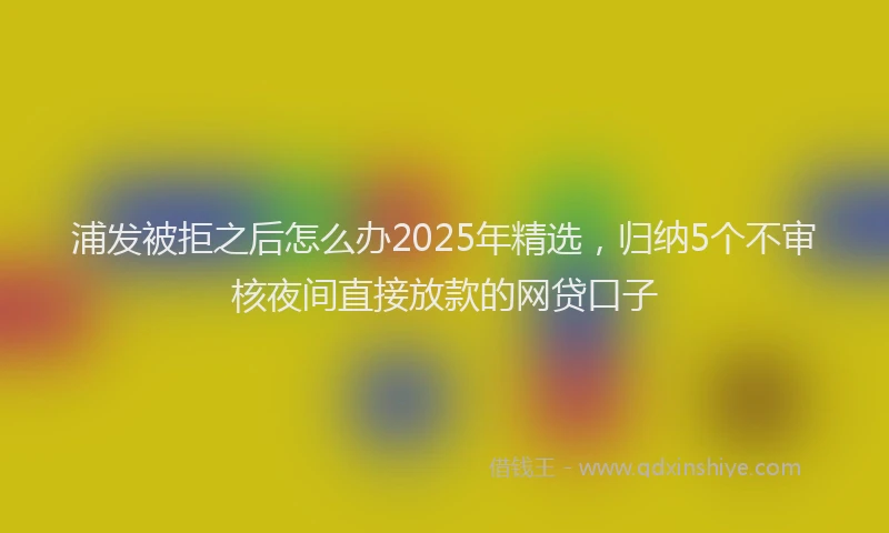 浦发被拒之后怎么办2025年精选，归纳5个不审核夜间直接放款的网贷口子