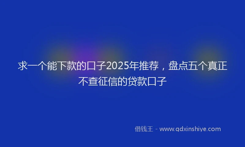 求一个能下款的口子2025年推荐，盘点五个真正不查征信的贷款口子