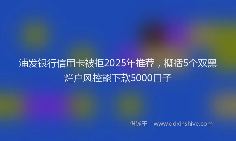 浦发银行信用卡被拒2025年推荐，概括5个双黑烂户风控能下款5000口子