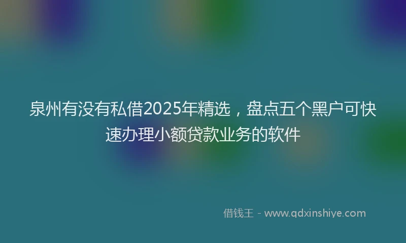 泉州有没有私借2025年精选，盘点五个黑户可快速办理小额贷款业务的软件