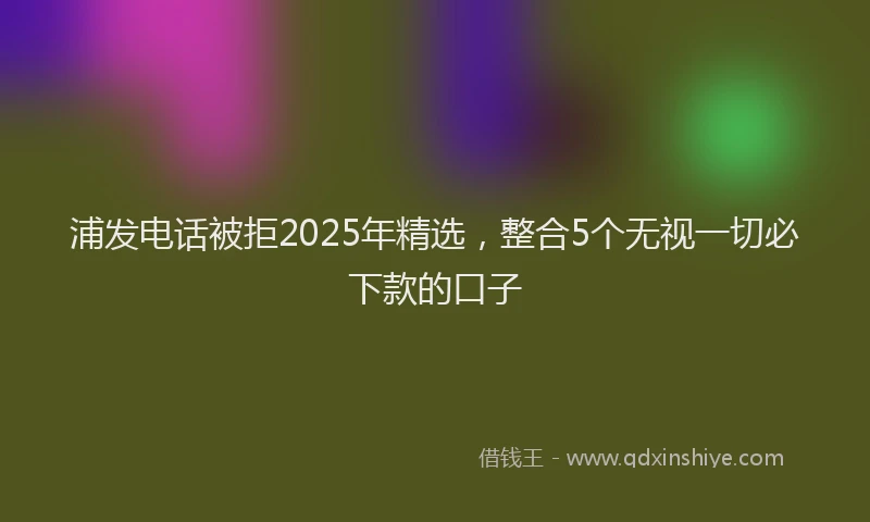 浦发电话被拒2025年精选，整合5个无视一切必下款的口子