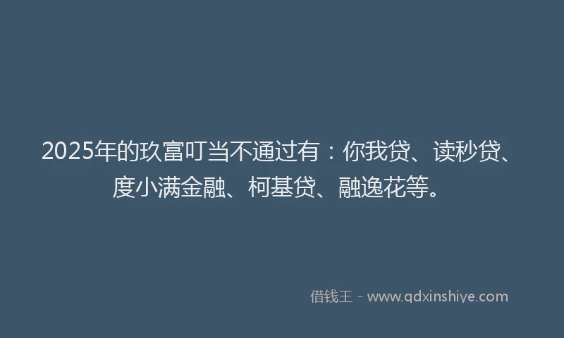 2025年的玖富叮当不通过有：你我贷、读秒贷、度小满金融、柯基贷、融逸花等。