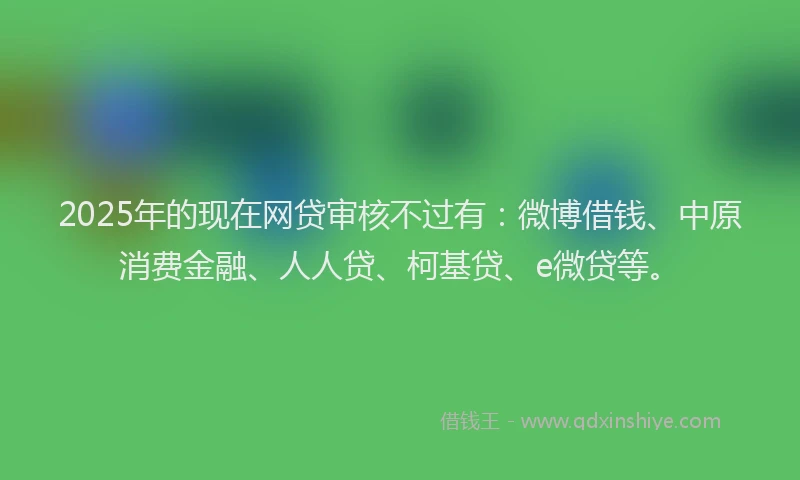 2025年的现在网贷审核不过有：微博借钱、中原消费金融、人人贷、柯基贷、e微贷等。