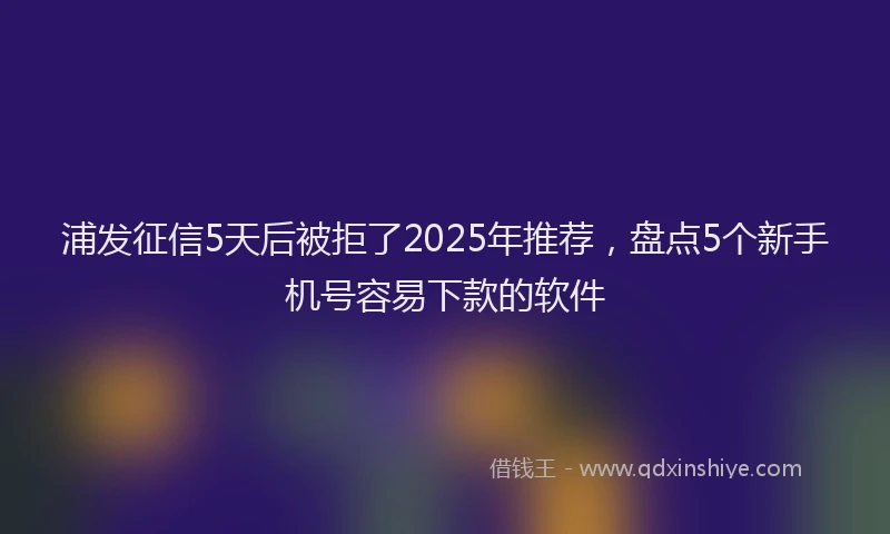浦发征信5天后被拒了2025年推荐，盘点5个新手机号容易下款的软件