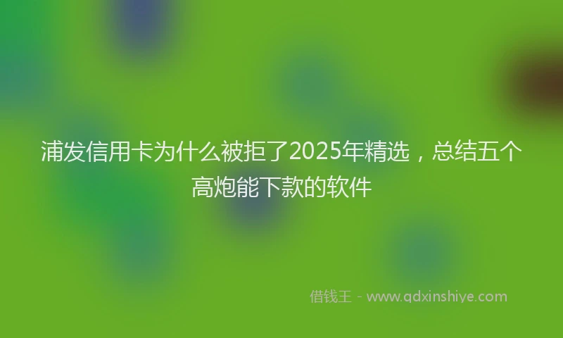 浦发信用卡为什么被拒了2025年精选，总结五个高炮能下款的软件