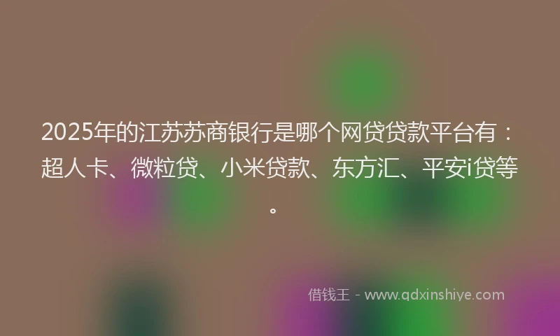 2025年的江苏苏商银行是哪个网贷贷款平台有：超人卡、微粒贷、小米贷款、东方汇、平安i贷等。