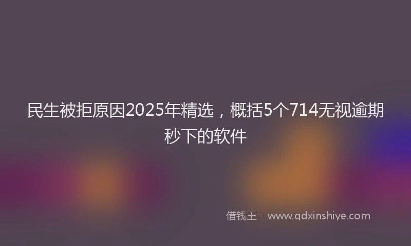 民生被拒原因2025年精选，概括5个714无视逾期秒下的软件