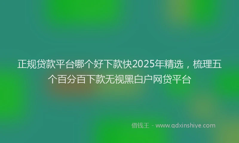 正规贷款平台哪个好下款快2025年精选，梳理五个百分百下款无视黑白户网贷平台