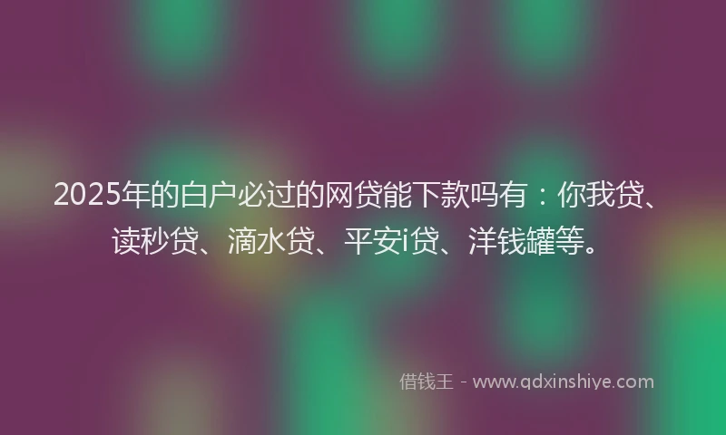2025年的白户必过的网贷能下款吗有：你我贷、读秒贷、滴水贷、平安i贷、洋钱罐等。