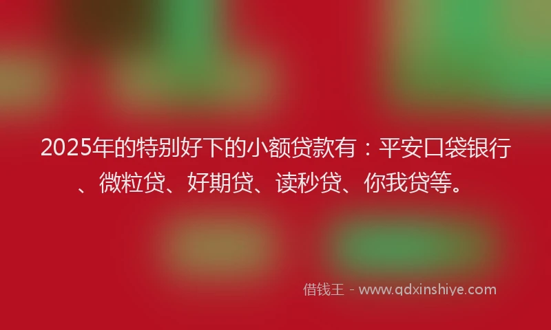 2025年的特别好下的小额贷款有：平安口袋银行、微粒贷、好期贷、读秒贷、你我贷等。