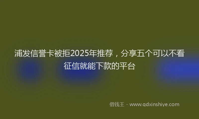 浦发信誉卡被拒2025年推荐，分享五个可以不看征信就能下款的平台