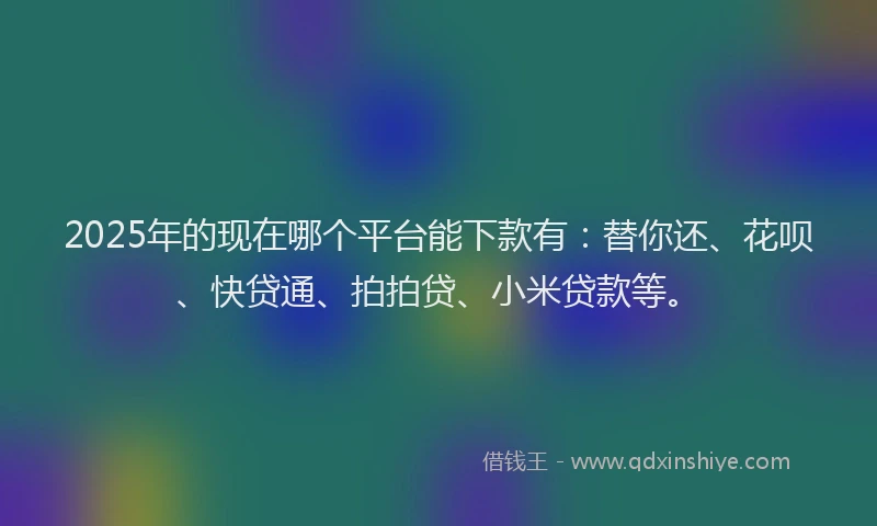 2025年的现在哪个平台能下款有：替你还、花呗、快贷通、拍拍贷、小米贷款等。
