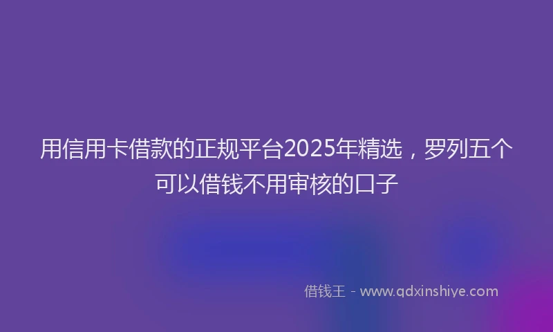 用信用卡借款的正规平台2025年精选，罗列五个可以借钱不用审核的口子