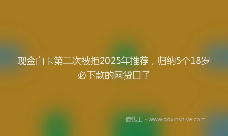 现金白卡第二次被拒2025年推荐，归纳5个18岁必下款的网贷口子