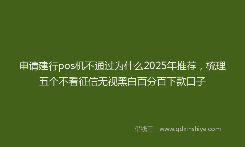 申请建行pos机不通过为什么2025年推荐，梳理五个不看征信无视黑白百分百下款口子