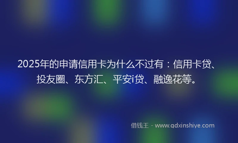 2025年的申请信用卡为什么不过有：信用卡贷、投友圈、东方汇、平安i贷、融逸花等。