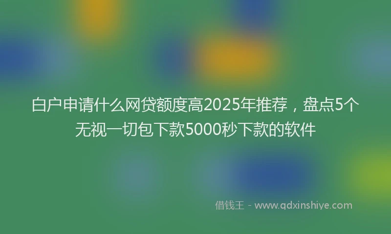 白户申请什么网贷额度高2025年推荐，盘点5个无视一切包下款5000秒下款的软件