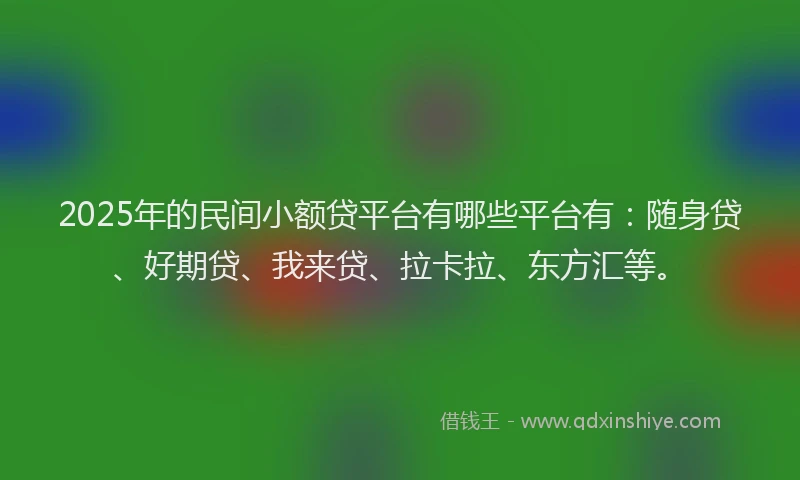 2025年的民间小额贷平台有哪些平台有：随身贷、好期贷、我来贷、拉卡拉、东方汇等。