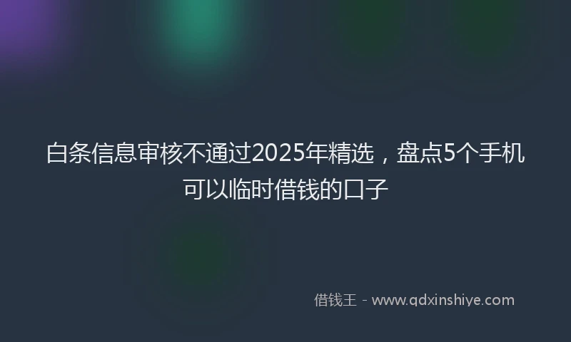 白条信息审核不通过2025年精选，盘点5个手机可以临时借钱的口子