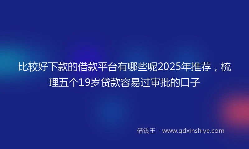 比较好下款的借款平台有哪些呢2025年推荐，梳理五个19岁贷款容易过审批的口子