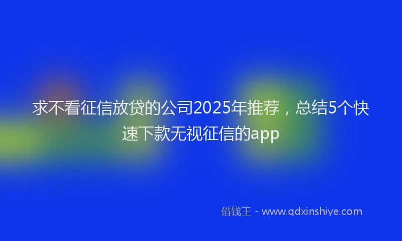 求不看征信放贷的公司2025年推荐，总结5个快速下款无视征信的app