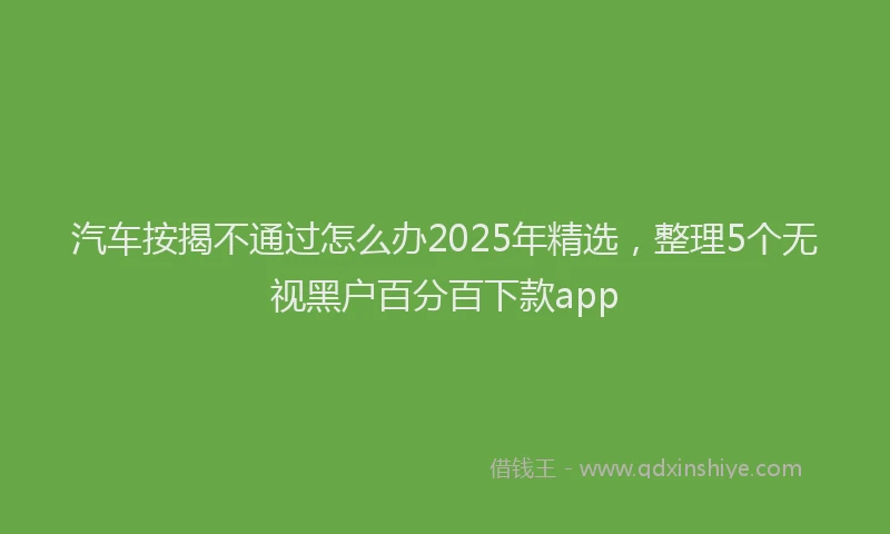 汽车按揭不通过怎么办2025年精选，整理5个无视黑户百分百下款app