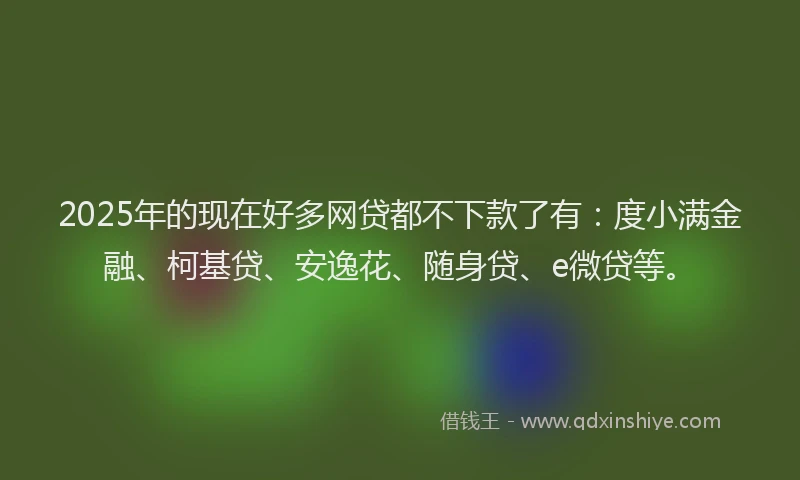 2025年的现在好多网贷都不下款了有：度小满金融、柯基贷、安逸花、随身贷、e微贷等。