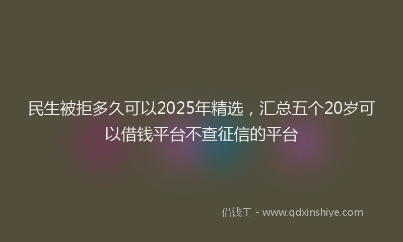 民生被拒多久可以2025年精选，汇总五个20岁可以借钱平台不查征信的平台