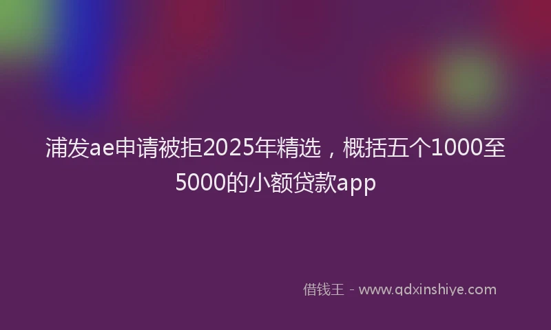 浦发ae申请被拒2025年精选，概括五个1000至5000的小额贷款app