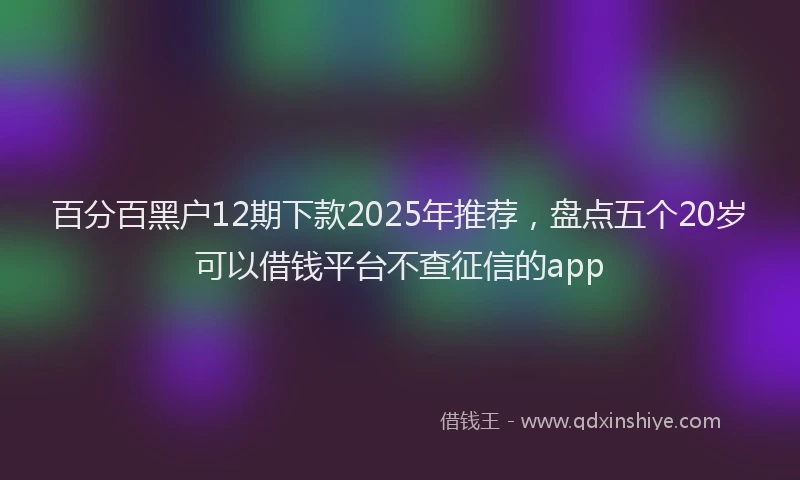 百分百黑户12期下款2025年推荐，盘点五个20岁可以借钱平台不查征信的app