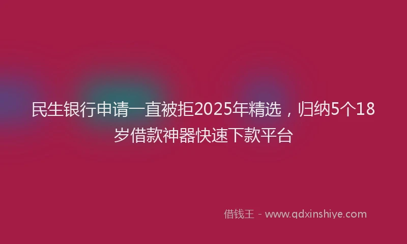民生银行申请一直被拒2025年精选，归纳5个18岁借款神器快速下款平台