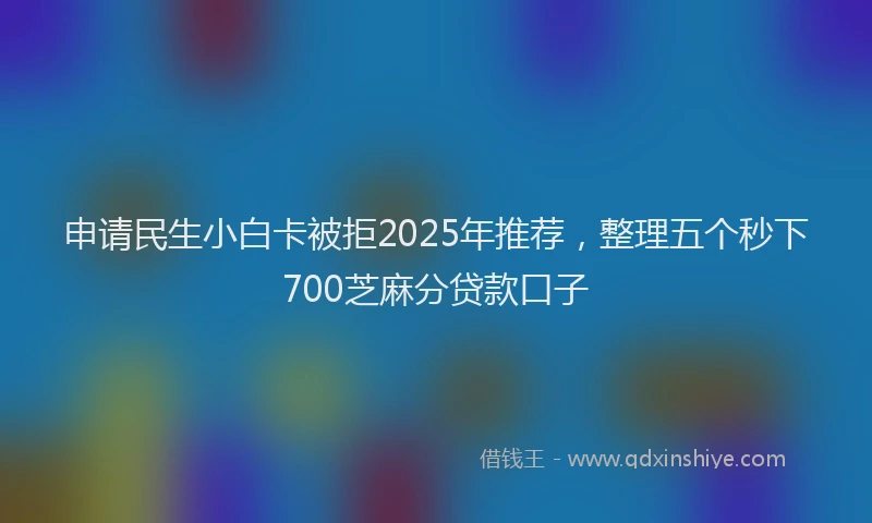 申请民生小白卡被拒2025年推荐，整理五个秒下700芝麻分贷款口子